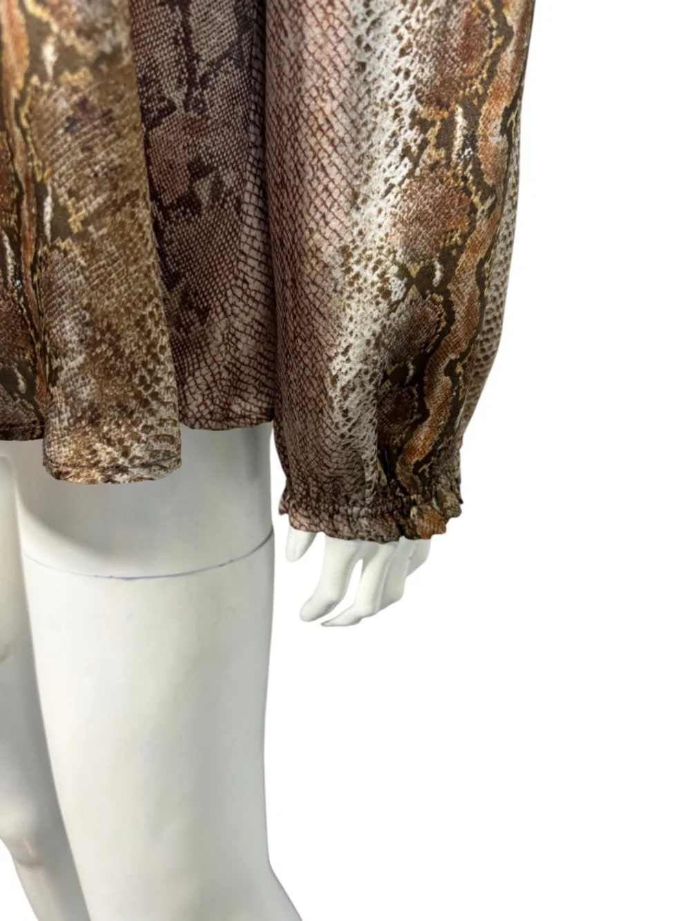 Monoplaza Silk Snake Print Ruffle Neck Long Sleeve Blouse Size M